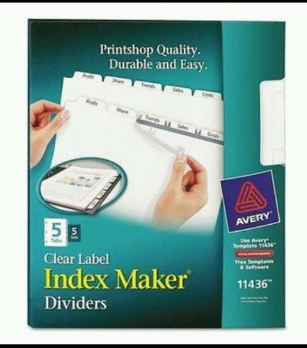 AVERY 11436 INDEX MAKER CLEAR LABEL DIVIDERS EASY APPLY LABEL STRIP 5  SETS/PK