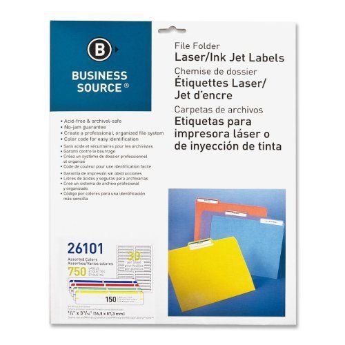Business source file folder label - 0.66&#034; width x 3.43&#034; length - 750 (bsn26101) for sale