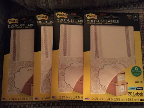 Post-it Multi-Use Adhesive Labels, 20 Labels With 2 designs, LOT OF 5 PACKS NEW