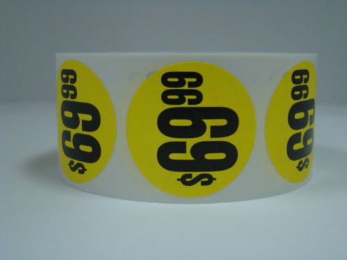 1 Roll of 1.5 Round $69.99 Yellow Price Point Stickers