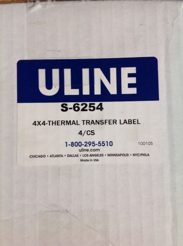 New box of uline thermal transfer labels 4x4 u- line printer labels 4 x 4 s-6254 for sale