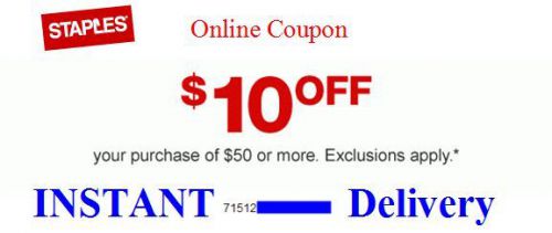 Staples $10 off $50 online/instore-coupon(INSTANT;check email spam)