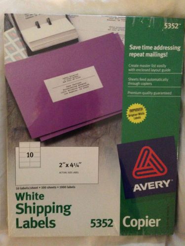 New Avery 5352 Self-Adhesive Address Labels For Copiers White 2 X 4-1/4 1000/Box