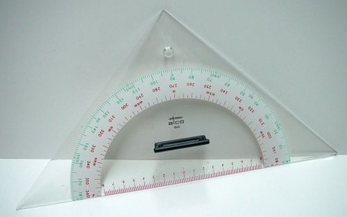 Protractor triangle white print red green aco 1240 collectors boat yacht