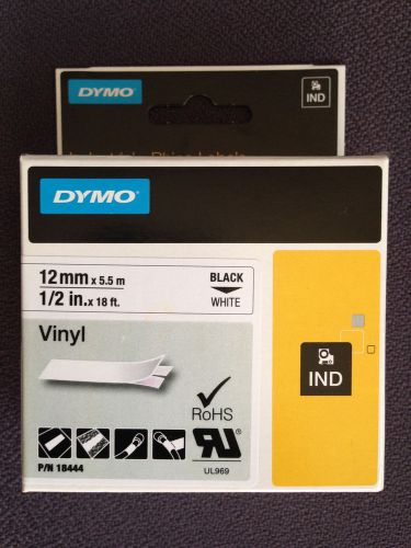 Dymo Rhino Labels #18444  1/2 in x 18 ft.  Black on White NEW &amp; FREE SHIPPING