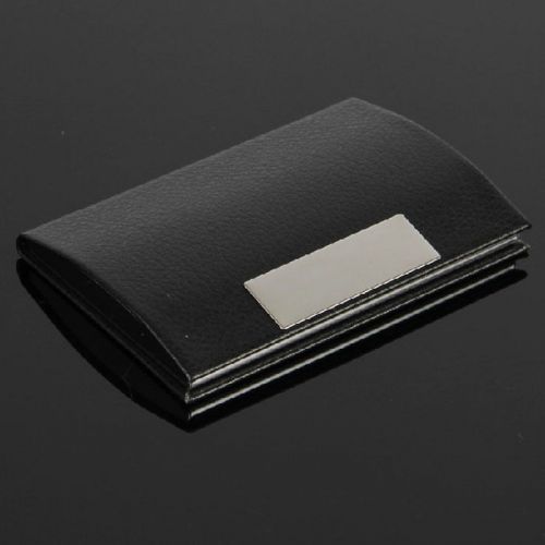 New Black Pocket Leather Metal Business ID Credit Card Holder Case Wallet Gift