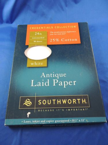 Southworth Antique Laid Paper 24LB 8-1/2&#034;x11&#034; 45 Sheets White Watermarked
