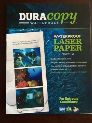 Waterproof Copy paper.Dura Copy #6511-M  NEW 25 white sheets