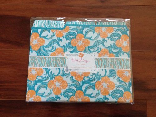 Lilly Pulitzer Sealed 6 File Folders w/ Labels in Do The Wave Print
