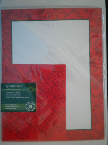*NEW* ~ 50 Luxury Christmas &#034;DAMASK&#034; Computer Stationery Sheets &amp; Seals