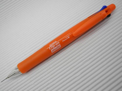 5pcs zebra multi-function 4 in 1 0.7mm ball pen &amp; 0.5mm mechanical pencil orange for sale