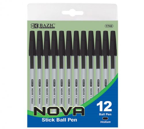 BAZIC Nova Black Color Stick Pen (12/Pack), Case of 144