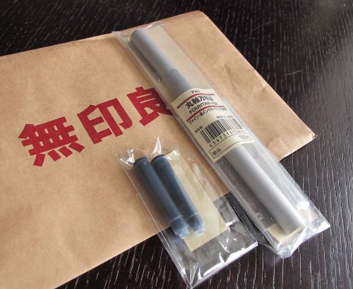 MUJI Aluminum Round Fountain Pen +1 cartridge pack Set MOMA from JAPAN