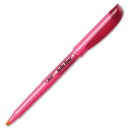 BIC Brite Liner Highlighter - Chisel Point  - Fluorescent Pink Ink - 12/Pack