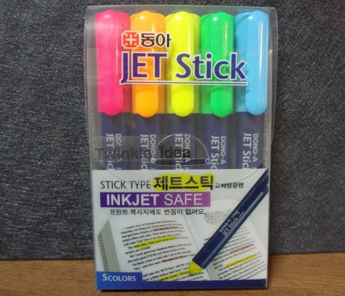 NO Spread 5Color Jet Stick Highlighter Marker Pen Text Liner INK SAFE - Dong-A