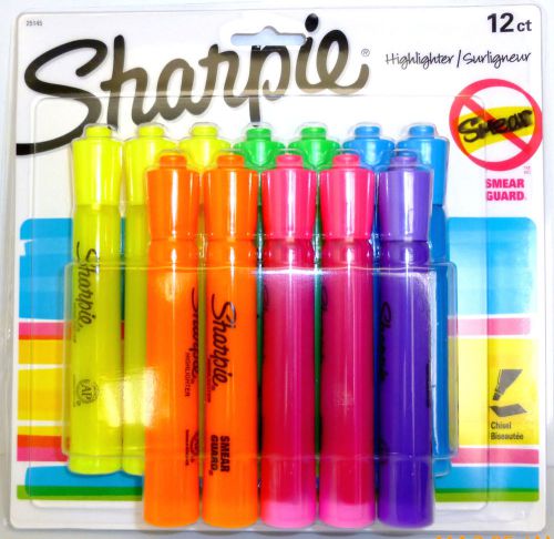 Sharpie accent tank highlighter chisel tip assorted colors, smear guard, 12-pk for sale