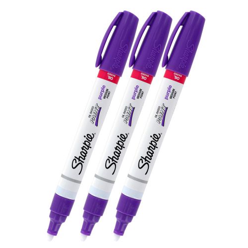 Sharpie Oil-Based Paint Marker, Medium Point, Purple Ink, Pack of 3