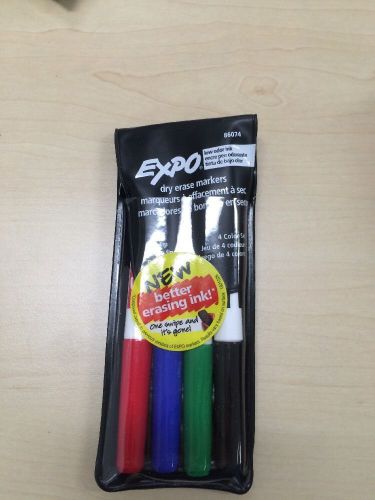 4 Pack EXPO Dry Erase Markers, Fine Tip, Green, Blue, Red, Black (86074)