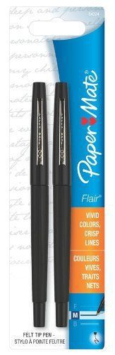 Paper Mate Point Gurd Porous Flair Pen - Black Ink - Black Barrel - 2 (pap84324)