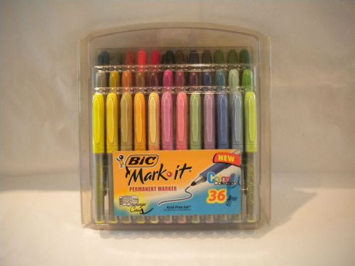 Bic mark-it color collection permanent marker, fine point, assorted colors, 36 for sale