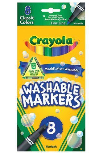 Crayola Fine Line Ultra Clean Washable Markers, 8 count Non-Toxic