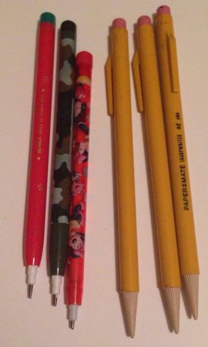 6 Used Led Pencila Yellow Red Army Mickey Mouse Disney Military  Lot School Supp