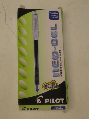 12ct pack of Pilot Neo-Gel Rollerball BLUE pens FINE 14002 - FREE Shipping!