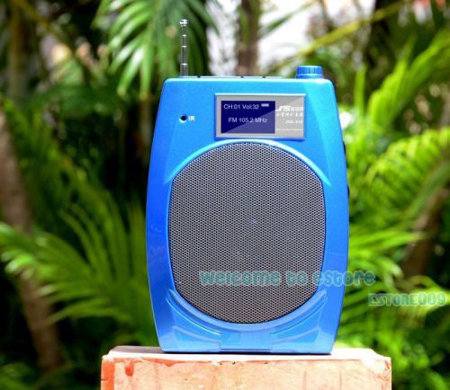 Jns 38w portable waistband voice booster mini pa amplifier fm mp3 recorder blue for sale