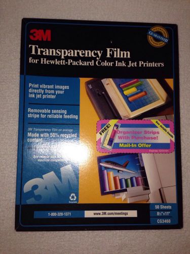 3M TRANSPARENCY FILM FOR HP COLOR INK JET PRINTERS *ONLY 20 SHEETS*