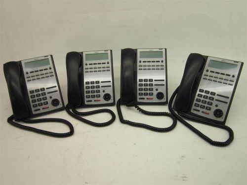 Lot of 4 nec ip4ww-12thx-b-tel (bk) office phones with handsets for sale