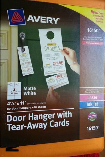 Avery Door Hanger with Tear-Away Cards, 4-1/4 x 11, Matte White, 80 - AVE16150
