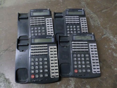 Lot of 4 nec etj-16dd-1 display telephone phone black as is parts/repair t5-t1b3 for sale