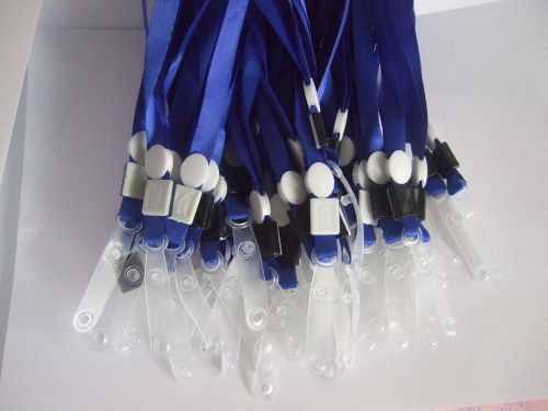 Wholesale lot 50 pcs blue flat neck lanyard strap/holder with plastic belt clip for sale