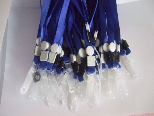 Wholesale lot 50 Pcs Blue Flat Neck Lanyard Strap/Holder With Plastic Belt Clip