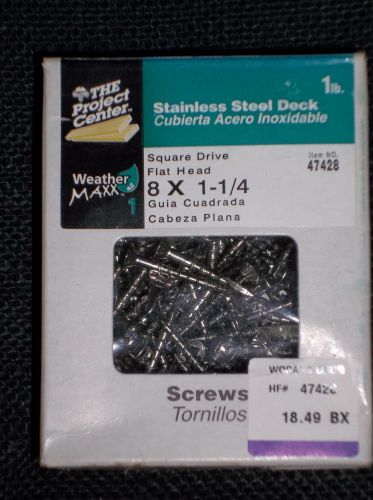 1#  8 x 1 1/4&#034;  stainless steel deck screws # 2 square drive flat head for sale