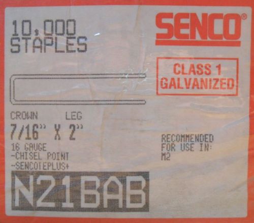 Senco staples, n21bab 7/16&#034;x2&#034;, 16 gauge, class 1 galvanized, 10,000 staples for sale