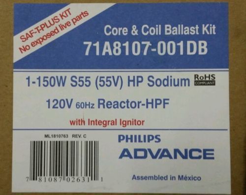 Philips advance 71a8107-001db b 150w s55 high pressure sodium lamp ballast kit for sale