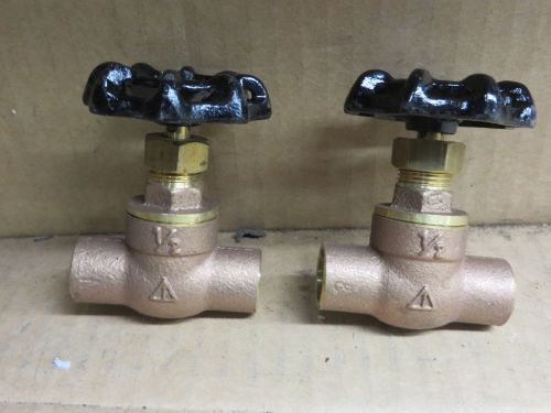 valve 1/2&#034;  X 1/2&#034;  sweat BRASS PLUMBING NOS valve GROUP of 2 pieces