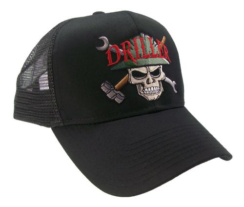 Driller Skull Construction Oilfield Roughneck Embroidered Mesh Cap Hat
