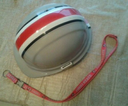 Ohio state university construction hard hat &amp; lanyard buckeyes helmet football for sale
