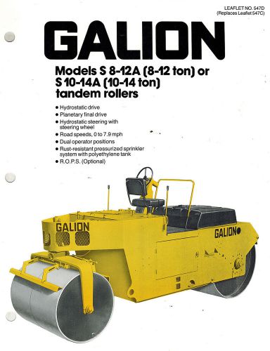 GALLION/DRESSER S8,S10-14 seres TAND ROLLER  BROCHURE 1984