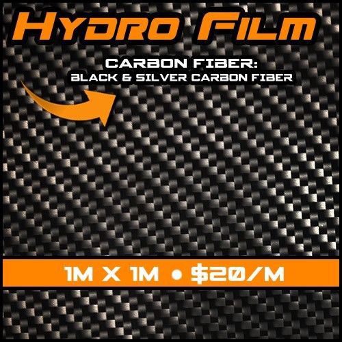 Hydrographic Water Transfer Printing Film - Black &amp; Clear Carbon w/ Silver Base