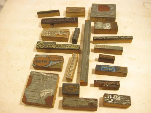 VINTAGE  Lot 20 Pieces  Printer&#039;s Block Letterpress Type Wood Metal Images