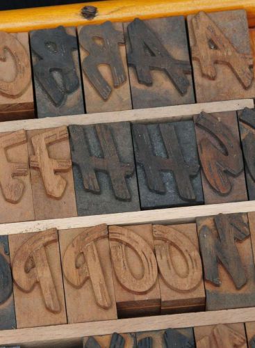 letterpress wood printing blocks 168 pcs. - 1.42&#034; alphabet type woodtype ABC