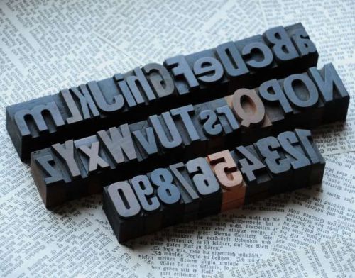 A-Z 0-9 alphabet numbers letterpress wood printing blocks wooden type woodtype