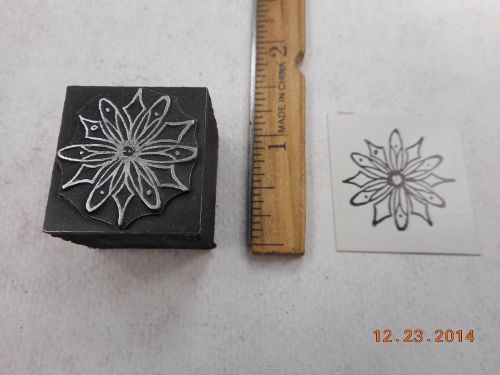 Printing Letterpress Printers Block, Stylized Flower Ornament