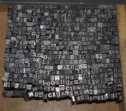 525 assorted lot of metal printing press type set blocks letters. for sale