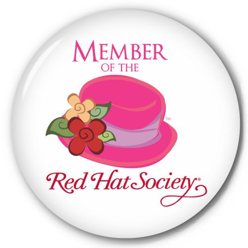 S4 RED HAT SOCIETY 3&#034; CELLULOID PIN BACK BUTTON OFFICIAL LICENSED PRODUCT
