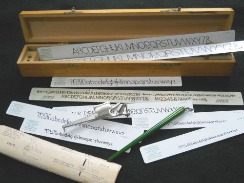 Vintage ZEPHYR Lettering Set in wooden box &amp; instructions / Not complete