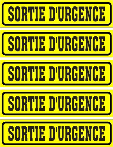 LOT DE 5 AUTOCOLLANTS LUSTRE, SORTIE D&#039;URGENCE, POUR INTERIEUR OU EXTERIEUR